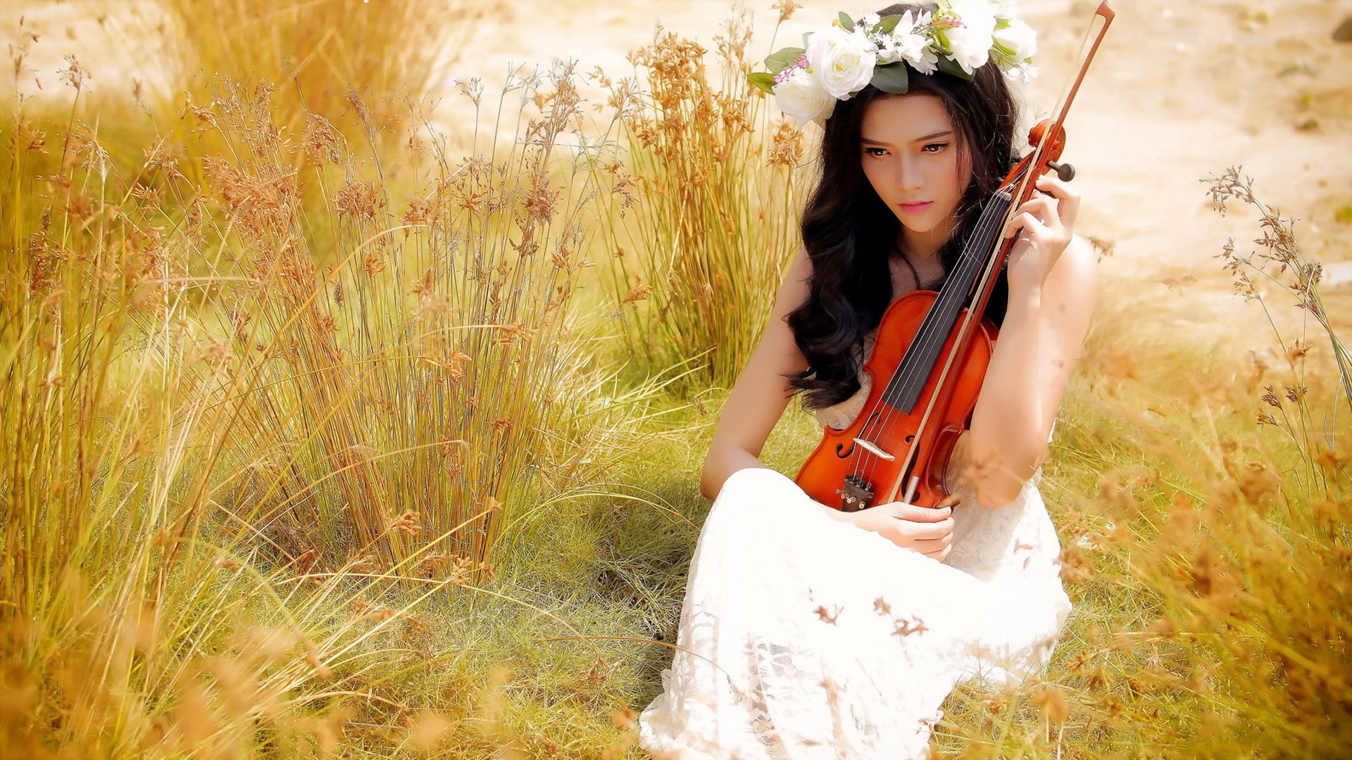 fille asiatique violon musique été