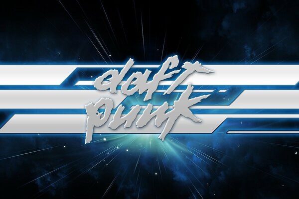 Daft Punk Schriftzug auf blauem Hintergrund