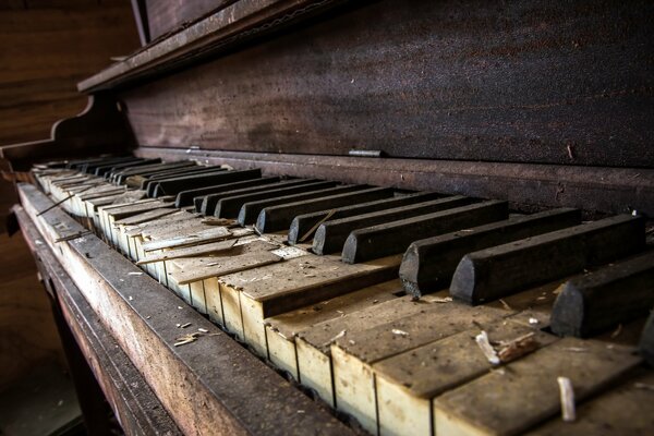 Macro photo of music. brown piano