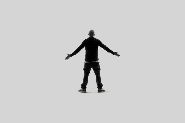 Eminem from the back on a white background