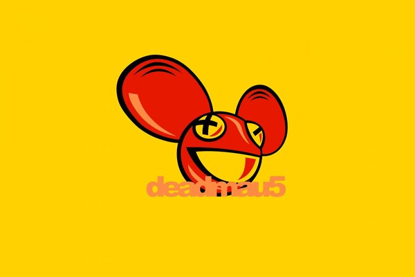 Red deadmouse on a yellow background