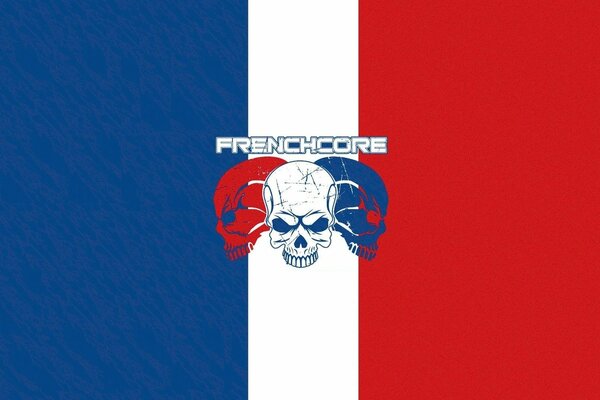Emblema de Hardrock en el fondo de la bandera francesa