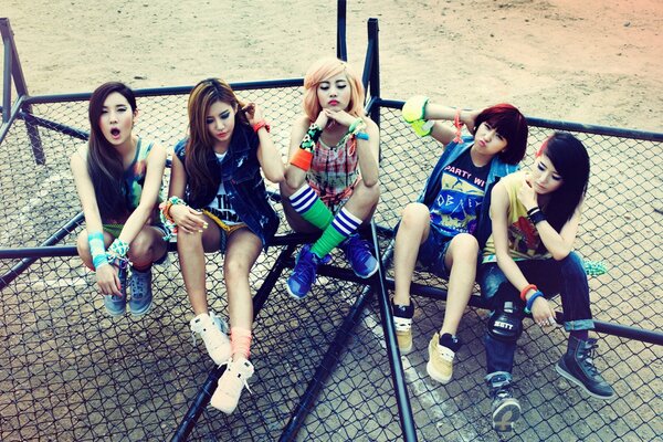 Korean Girls on trampoline Rock Band