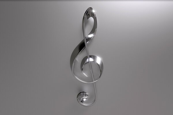 3D Kunst mit volumetrischem Metall Violinschlüssel
