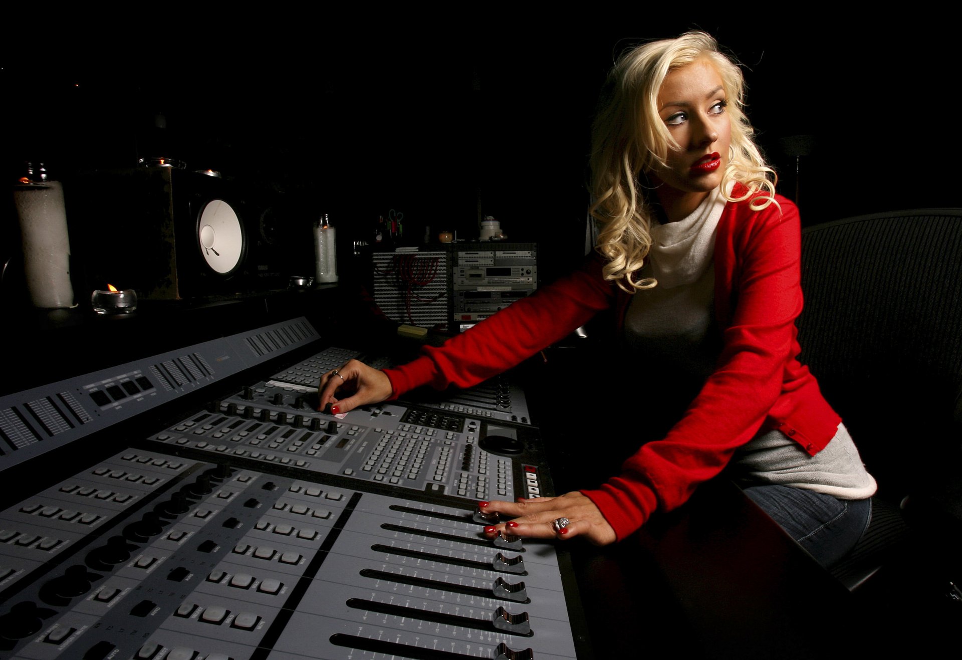 christina aguilera singer studio background