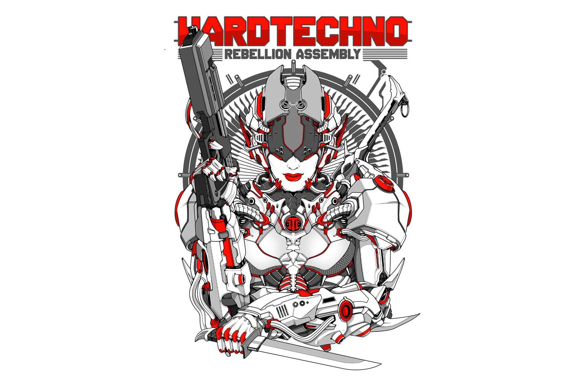 música estilo dirección hardtechno hardtechno robot cyborg armadura traje figura vector