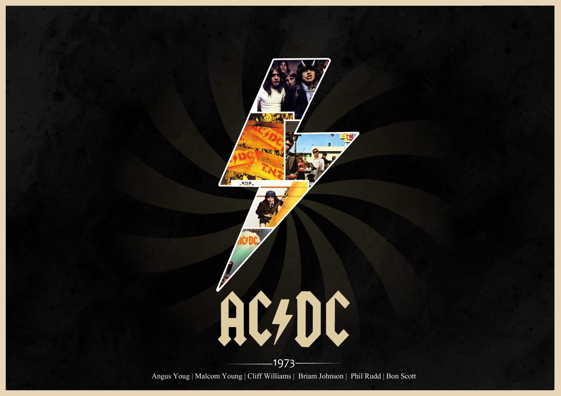 ac / dc rock clásico 1973 portadas de álbumes