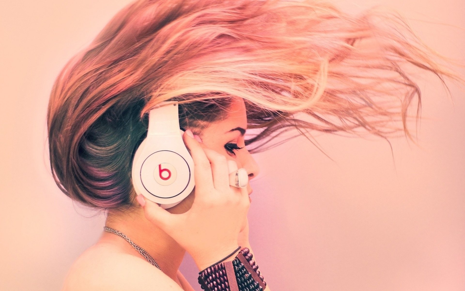 music girl headphones hair