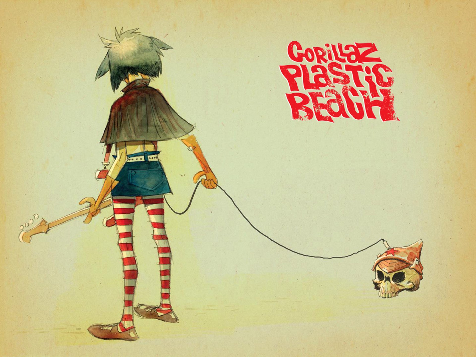 gorillaz plastic beach schädel kunst nudeln