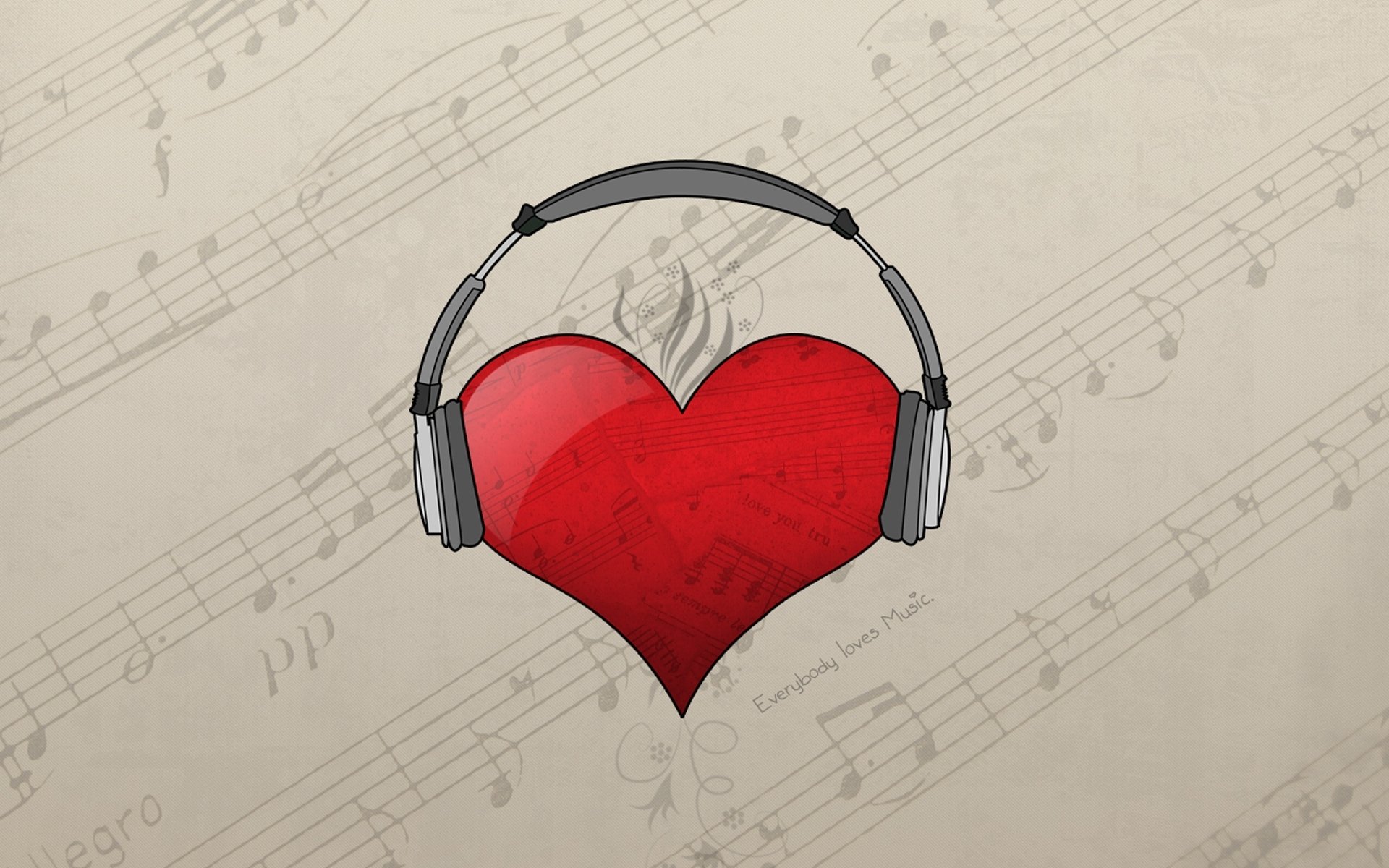 heart headphones notes loves music