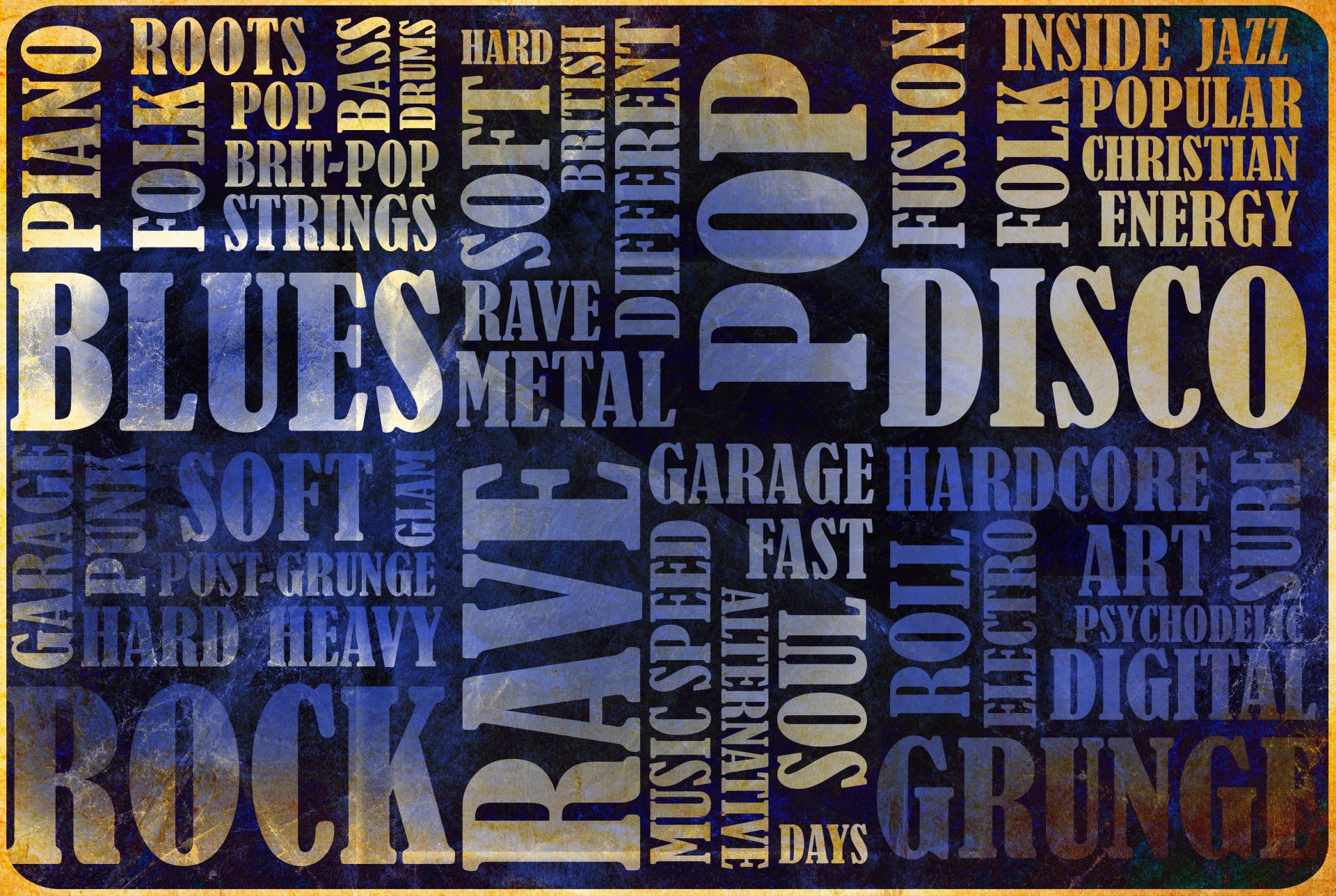 vintage vintage música géneros blues folk rock rave grunge glam disco rave