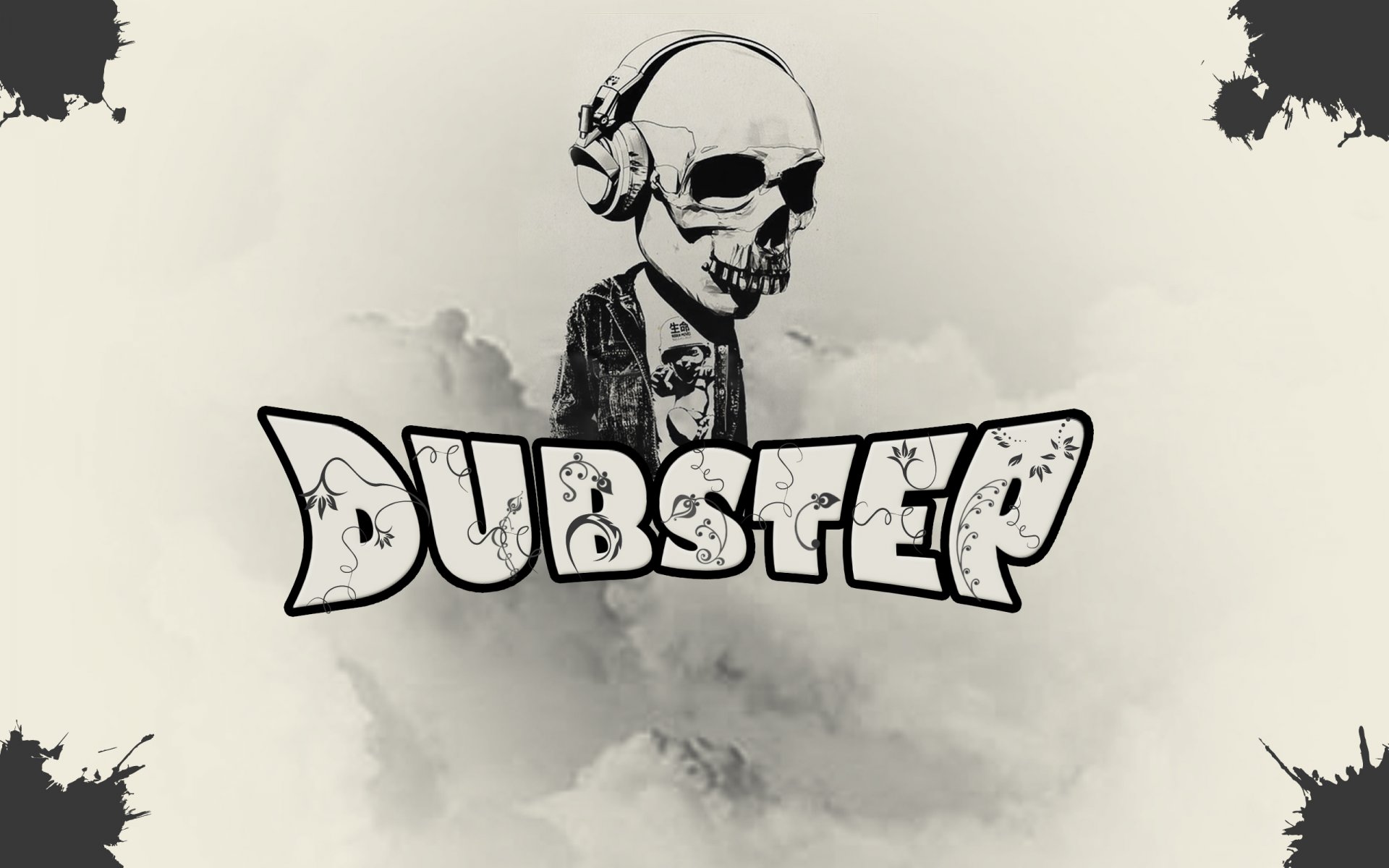 dubstep skull grey blots pattern