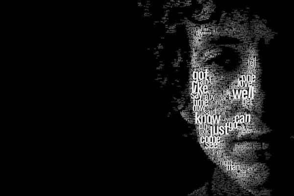 Bob Dylan sobre fondo negro