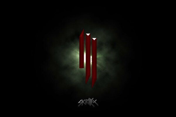 Red Skrillex logo on a dark background