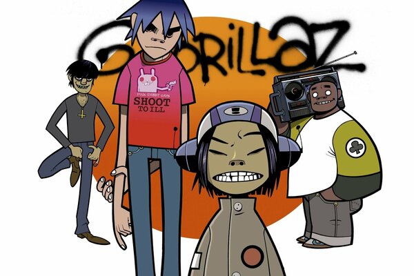 Ein Gorillaz und ein Bild im Graffiti-Stil