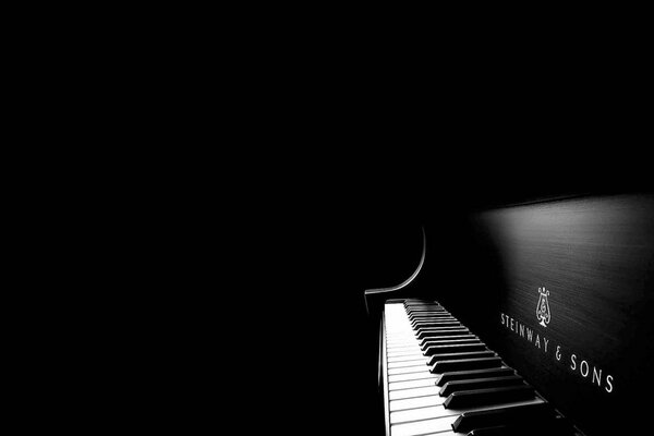 Pianoforte a coda nero con tasti