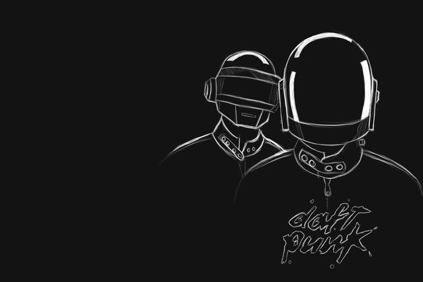 Drawing of two people in a helmet