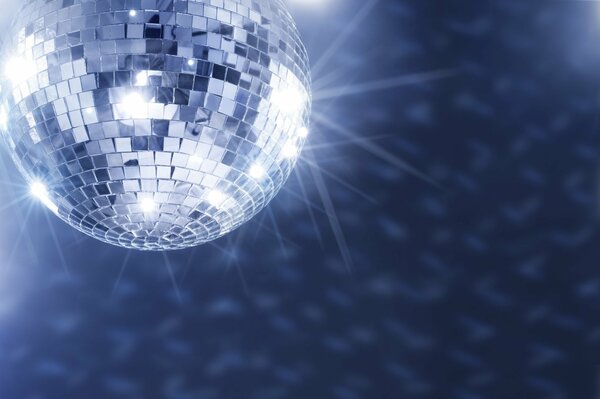 Mirror disco ball at a party