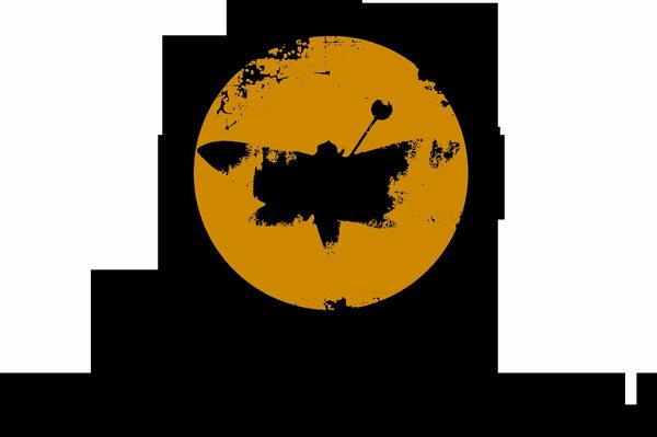 Logo a forma di falena in cerchio giallo su sfondo nero