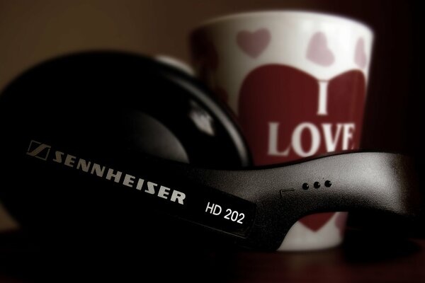 Music headphones and coffee