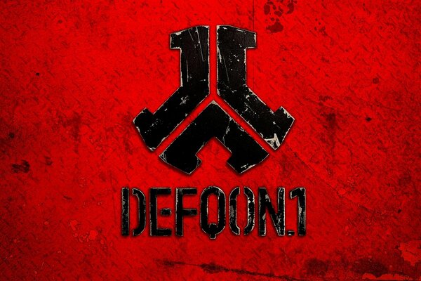 Черный символ defqon 1 на красном фоне