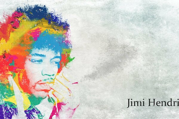 Le guitariste Jimi Hendrix en couleur