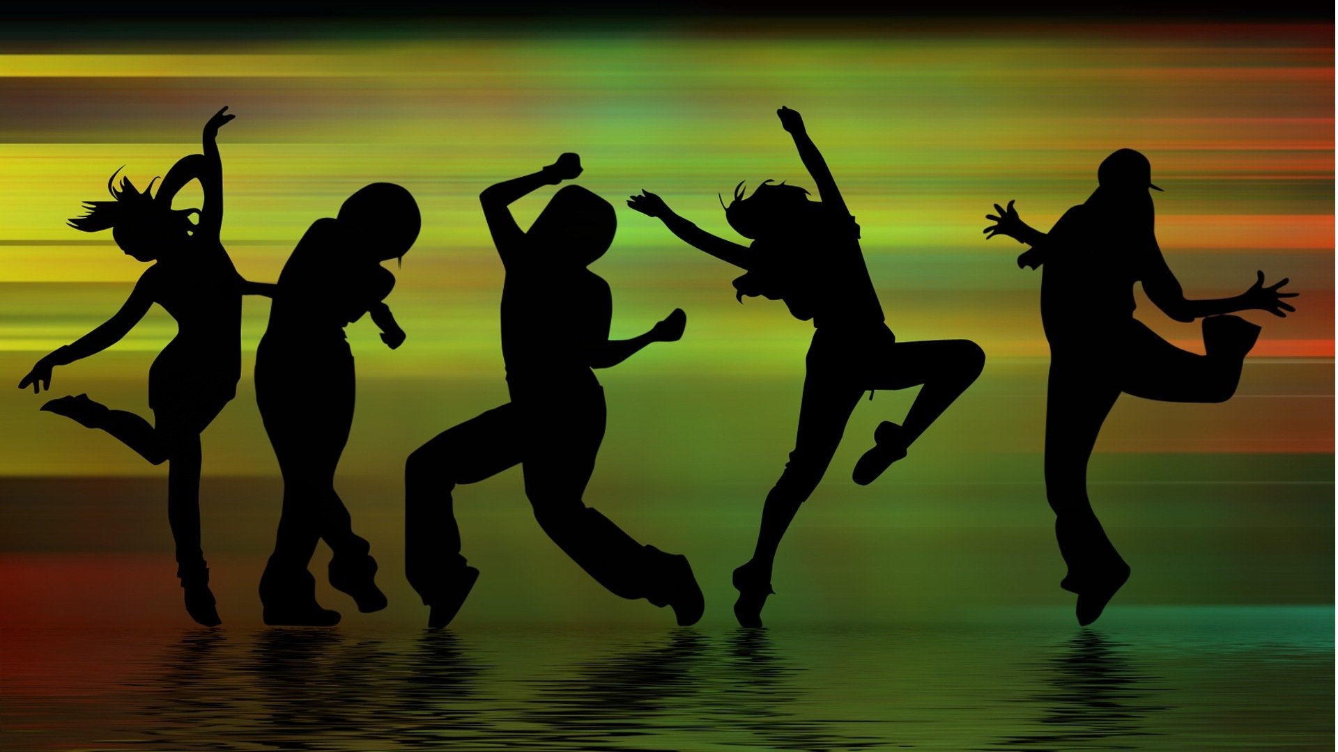 music dancing silhouettes figures shadows people dance movement fun