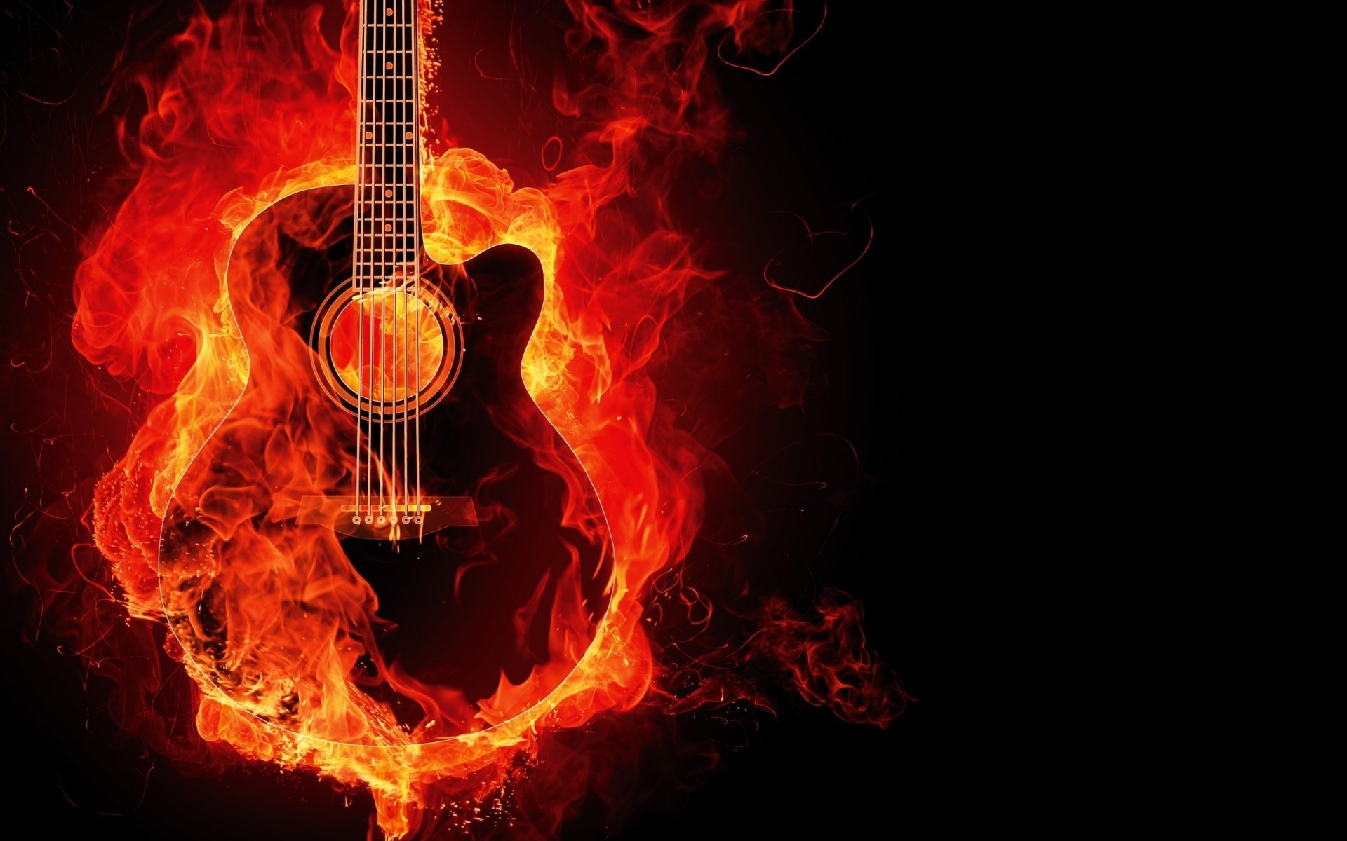 chitarra sfondo fuoco