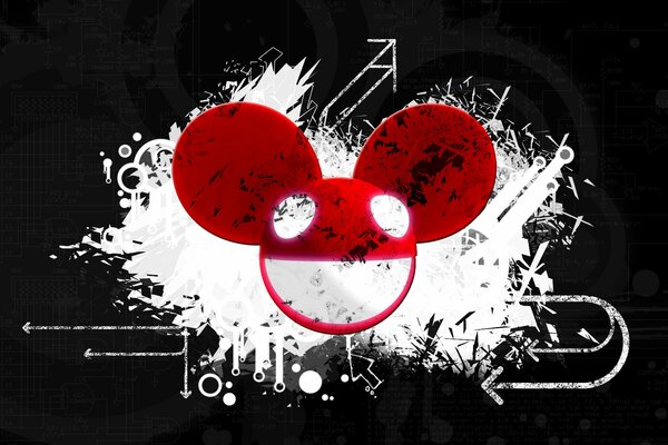 Mickey Mouse red and white on a black background