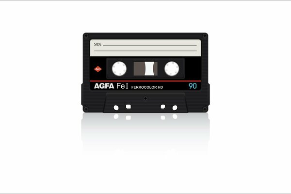 Image d une cassette audio dans un style rétro sur fond blanc