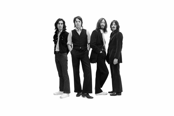 Los Beatles sobre fondo blanco