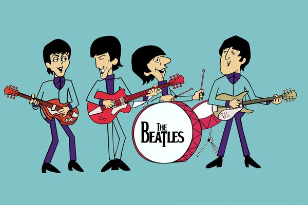 Cartoon-Mitglieder der Beatles-Gruppe