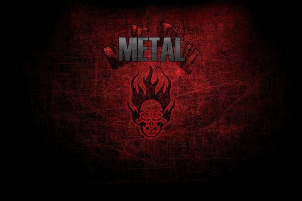 Stylowe logo muzyki metalowej w kształcie czaszki