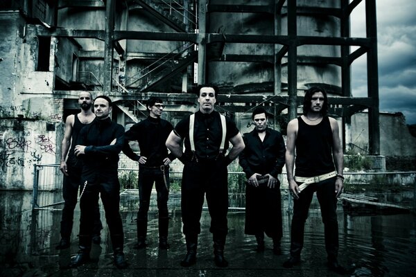 Rammstein band on a dark background