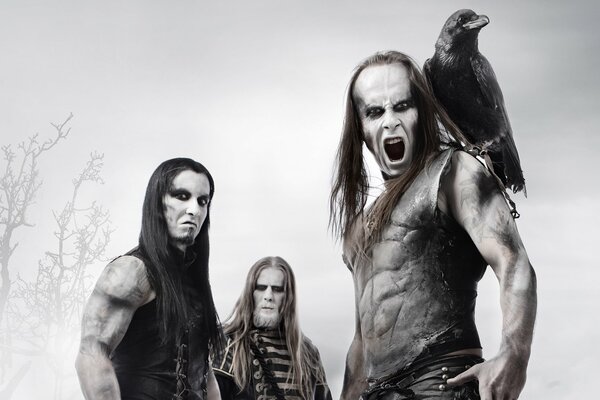 Metal band behemoth photo shoot with raven