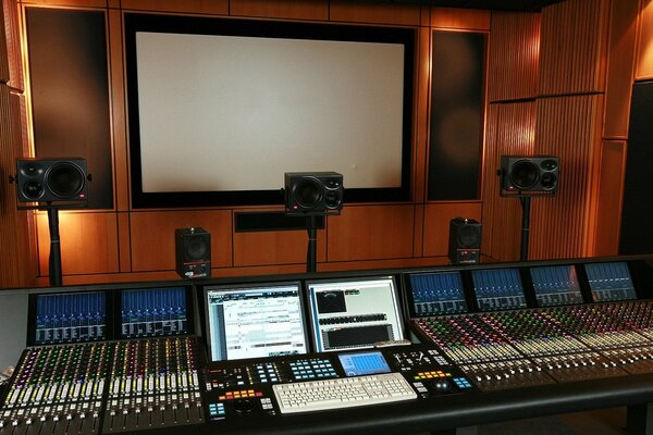 Photo of a recording studio. Equipment