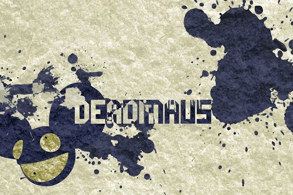 dedmau5 inscription with splashes in blue on a gray background