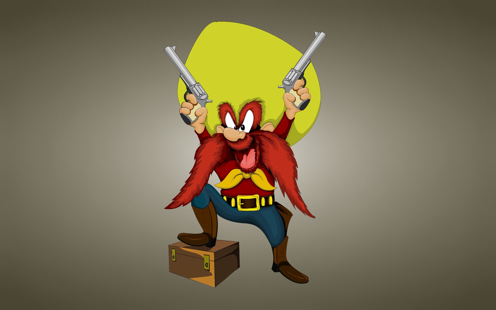 looney tunes zwariowane melodie looney tunes yosemite sam niekontrolowany sam teksański bandyta lub pirat z długimi rudymi wąsami wąsaty kowboj kapelusz skrzynia skrzynia