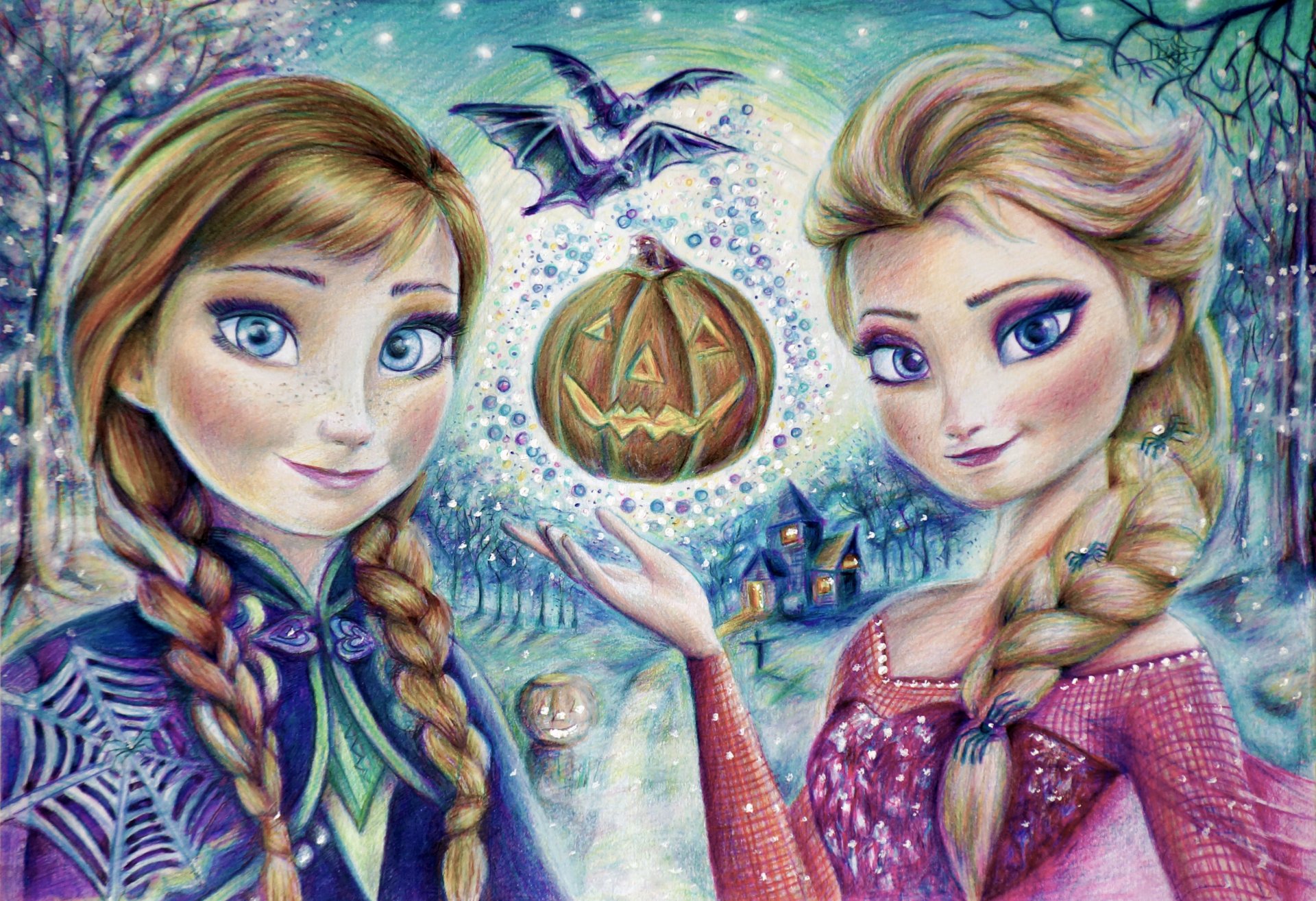 frozen frozen elsa reina de las nieves anna halloween chicas arte calabaza