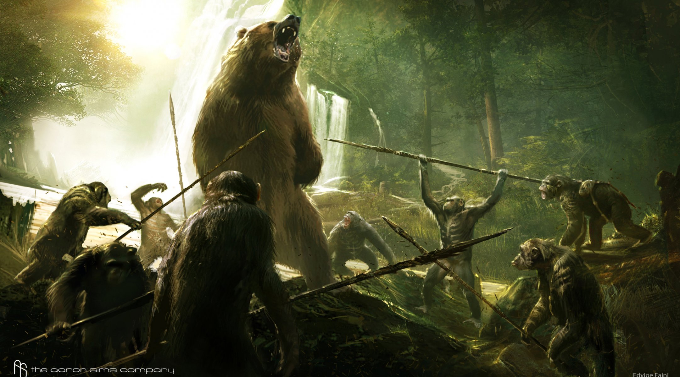 Dawn of the planet of the apes planet of the apes: revolution hunting bear