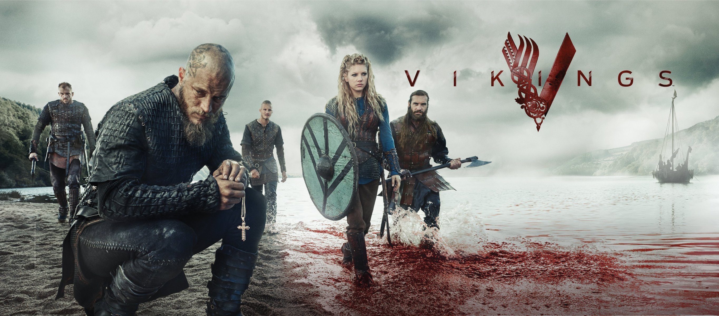 vikings ragnar lothbrok série télévisée fimmel catherine winnick fjord sang personnages croix