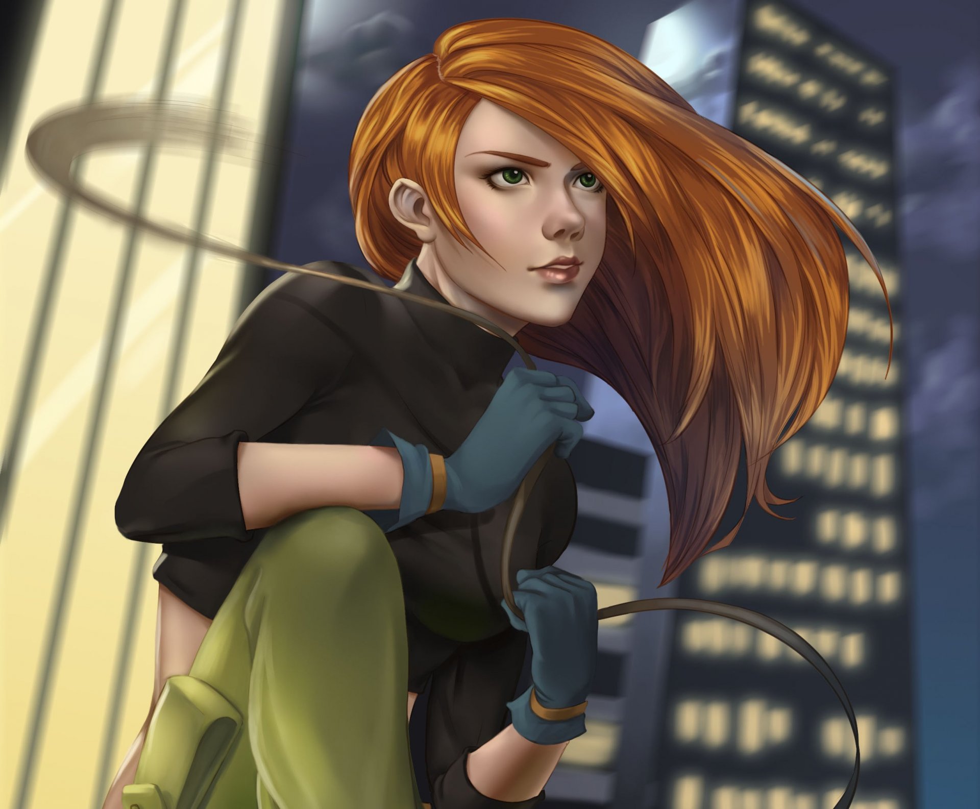 kim possible kim with a plus red view skyscraper