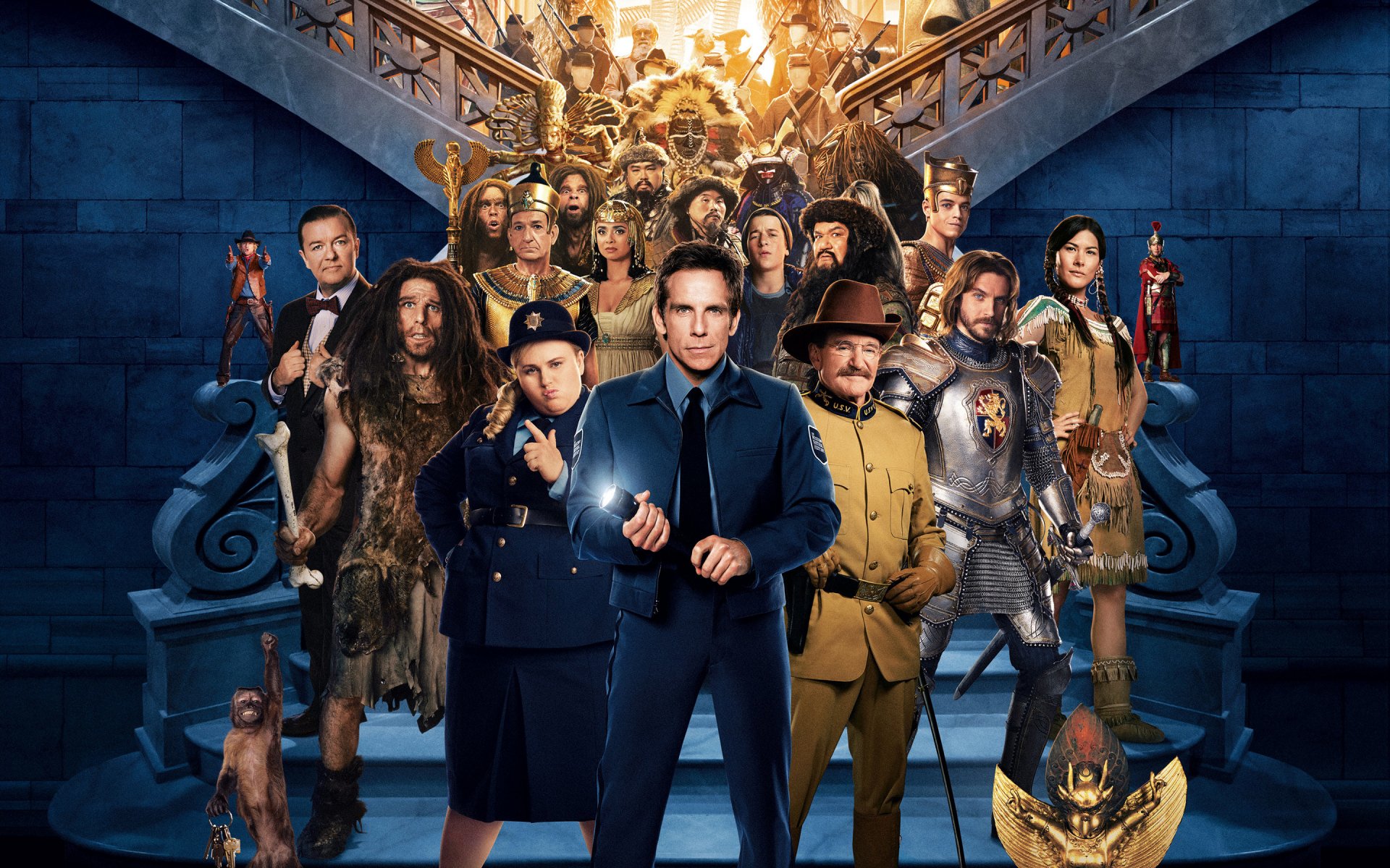 night at the Museum: the secret of the tomb night at the museum: the mystery of the tomb fantasy ben stiller Larry Daly Robin Williams teddy roosevelt characters museum stairs security guard flashlight rebel wilson rebel wilson