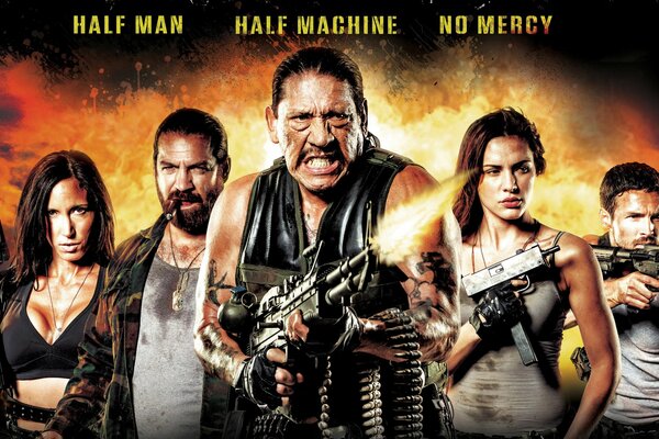 Danny Trejo with a gun in the movie Cyborg X 