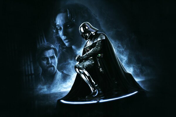 Darth Vader steht auf einem Knie