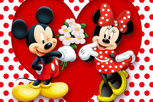 Cartoon Mickey and minnie Mouse