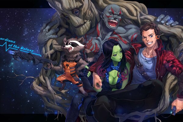 Guardians of the Galaxy as drawn