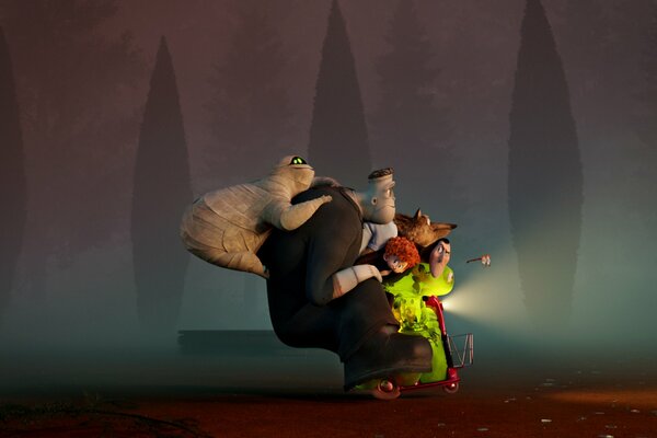 A frame from a cartoon. Hotel Transylvania. Monsters on vacation