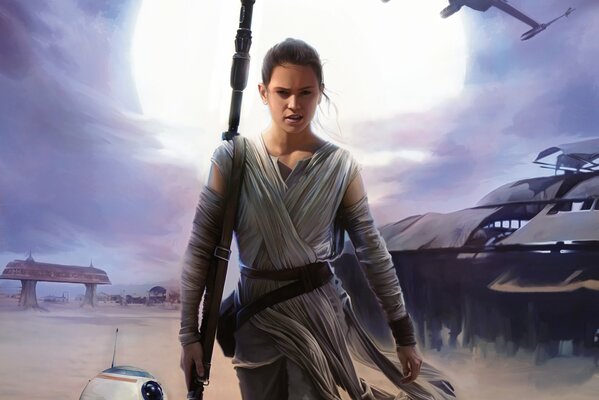 The girl from Star Wars with a sword