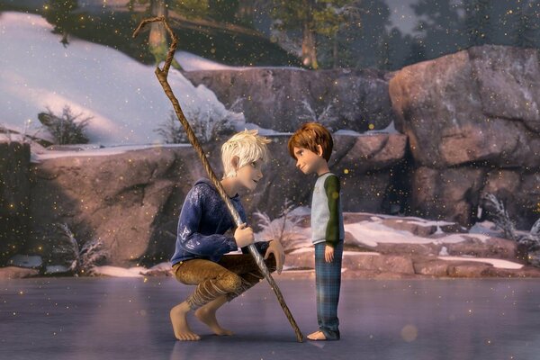 Мальчик и джейми с посохом кадр из мультфильма